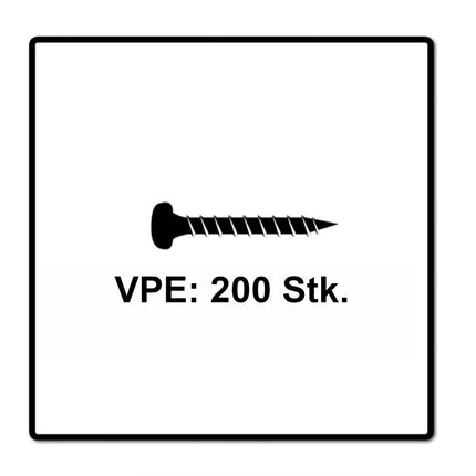 Fischer Power-Fast II FPF II Vis à bois aggloméré 4,0x30mm,Tête ronde, Torx, Filetage total, Zingué blanc, Passivé bleu, 200pcs. (670237)