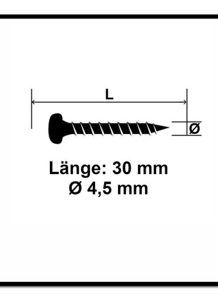 Fischer Power-Fast II FPF II Vis à bois aggloméré 4,5x30mm,Tête ronde, Torx , Filetage total, Zingué blanc, Passivé bleu, 200pcs. (670330)