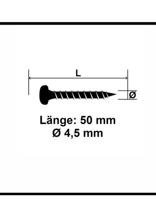 Fischer Power-Fast II FPF II Spanplattenschraube 4,5x50 mm 200 Stück ( 670636 ) Pan Head mit Torx Vollgewinde galvanisch verzinkt, blau passiviert