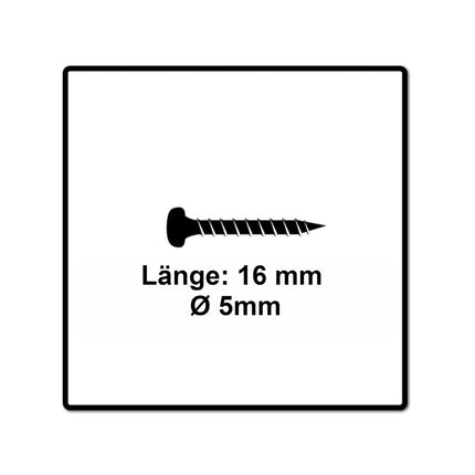 Fischer Power-Fast II FPF II Vis à bois aggloméré 5,0x16 mm, 200 pcs. Pan Head, empreinte Torx, filetage total, zingué et passivé bleu ( 670434 )