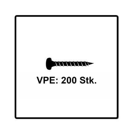 Fischer Power-Fast II FPF II Vis à bois aggloméré 5,0x30mm, 200 pcs. Pan Head avec empreinte Torx, filetage total, zingué et passivé bleu (670437)