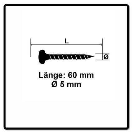 Fischer Vis pour panneaux de particules Power-Fast II FPF II 5,0x60 mm - 100 pièces (670440) Tête cylindrique + Filetage Torx complet, zinguée, passivée bleue