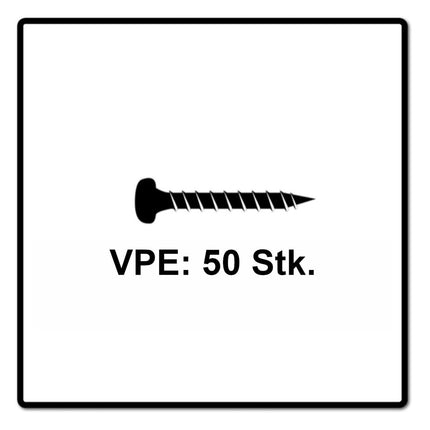 Fischer Vis pour panneaux de particules Power-Fast II FPF II 5,0x70 mm - 50 pièces (670441) Tête cylindrique + Filetage Torx complet, zinguée, passivée bleue