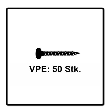Fischer Vis pour panneaux de particules Power-Fast II FPF II 6.0x60 mm - 50 pièces (670532) Tête cylindrique + Filetage complet Torx, zinguée, passivée bleue