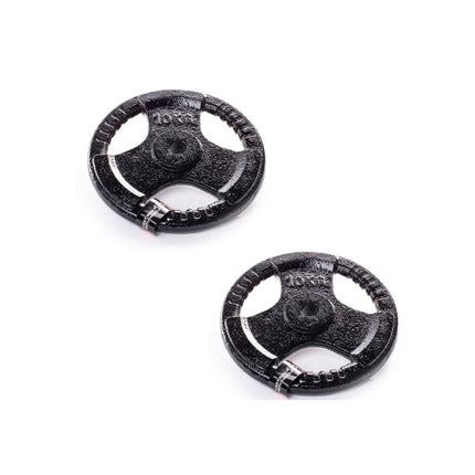 Kit d'entraînement pour triceps/biceps avec barre de poids 85 cm + 4x plaques de poids en fonte (2x 10,0 kg + 2x 5,0 kg)