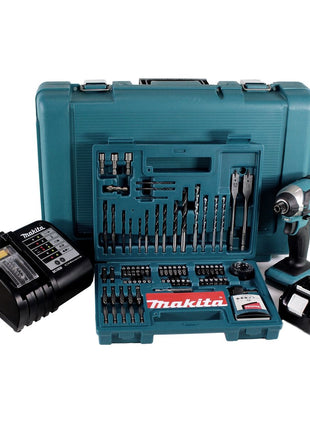 Makita DTD 152 SFK Visseuse à chocs sans fil 18V 165Nm 1/4" + 1x Batterie 3.0Ah + Chargeur + Jeu de 100 forets + Mallette