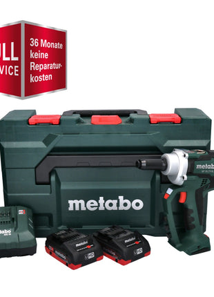 GRATIS 3 años de servicio completo protección integral Metabo NP 18 LTX BL 5.0 remachadora ciega a batería 18 V 10 kN sin escobillas + 2x batería LiHD 4.0 Ah + cargador + metaBOX