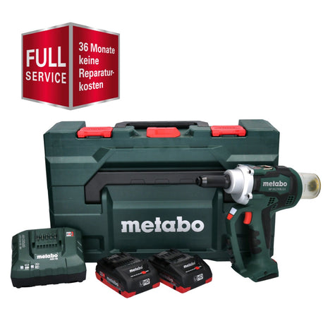 GRATIS 3 años de servicio completo protección integral Metabo NP 18 LTX BL 5.0 remachadora ciega a batería 18 V 10 kN sin escobillas + 2x batería LiHD 4.0 Ah + cargador + metaBOX