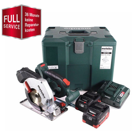 GRATUIT 3 ans de service complet de protection complète Metabo MKS 18 LTX 58 scie circulaire à métaux à batterie 18V 165 mm + 2x batterie 5,5Ah + chargeur + MetaLoc