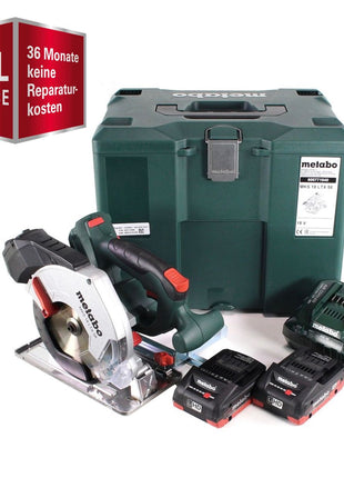 GRATIS 3 años de servicio completo protección integral Metabo MKS 18 LTX 58 sierra circular para metal a batería 18V 165 mm + 2x batería 4.0Ah + cargador + MetaLoc