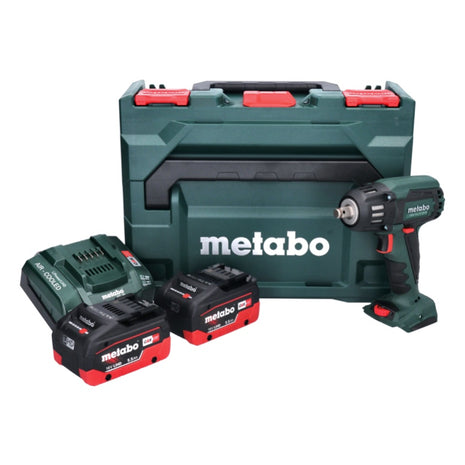 Metabo SSW 18 LTX 400 BL akumulatorowy klucz udarowy 18 V 400 Nm 1/2" bezszczotkowy + 2x akumulator 5,5 Ah + ładowarka + metaBOX