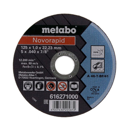 Meuleuse d'angle Metabo WEV 850-125 850 W 125 mm (603611000) + 26x disques à tronçonner + écrou à serrage rapide