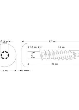 Tornillos para fachada Meisterling 4,8x25 mm 100 piezas (010020000011) 12 mm cabeza plana antracita con rosca parcial Torx Acero inoxidable V2A