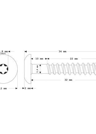 Meisterling Vis de façade 4,8x32 mm - 100 pièces (010020000101) 12 mm tête plate blanche + Filetage partiel Torx en acier inoxydable V2A