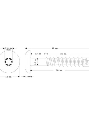 Tornillos para fachada Meisterling 4,8x38 mm 100 piezas (010020000231) 12 mm cabeza plana marrón oscuro con rosca parcial Torx Acero inoxidable V2A