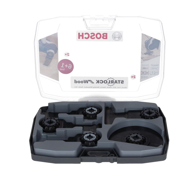 Bosch Starlock Set d'accessoires spécial bois pour outil multifonction, 7 pcs. + Coffret (2608664623)