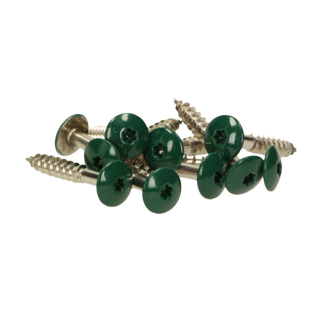 Meisterling Vis de façade 5,5x35 mm, 100 pcs., tête plate 12 mm, filetage partiel, empreinte Torx, acier inoxydable V4A, vert foncé (010030000141)