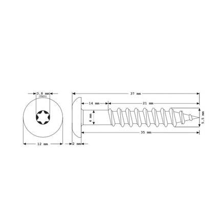 Meisterling Vis de façade 5,5x35 mm, 100 pcs., tête plate 12 mm, filetage partiel, empreinte Torx, acier inoxydable V4A, bleu gentiane (010030000161)