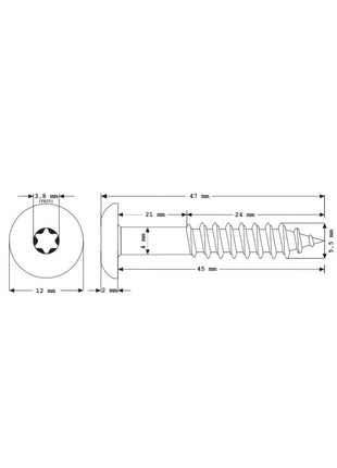 Meisterling Vis de façade 5,5x45 mm, 100 pcs., tête plate 12 mm, filetage partiel, empreinte Torx, acier inoxydable V4A, blanc (010030000311)