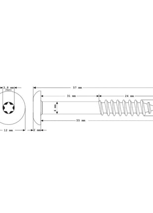 Tornillos para fachada Meisterling 5,5x55 mm 100 piezas (010030000411) 12 mm cabeza plana blanco con rosca parcial Torx Acero inoxidable V4A