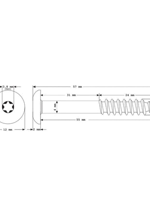 Meisterling Vis de façade 5,5x55 mm, 100 pcs., tête plate 12 mm, filetage partiel, empreinte Torx, acier inoxydable V4A, anthracite (010030000421)