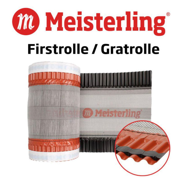 Meisterling  Rouleau d'arêtier / Closoir de faîtage 320 mm x 5 m, PET anti-UV haute performance, non-tissé - bande centrale en tissu, noir (012100000400)