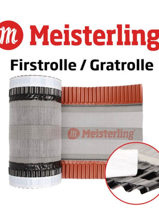 Meisterling Rouleau d'arêtier / Closoir de faîtage 320 mm x 5 m, PET anti-UV haute performance, non-tissé - bande centrale en tissu, rouge brique (012100000410)