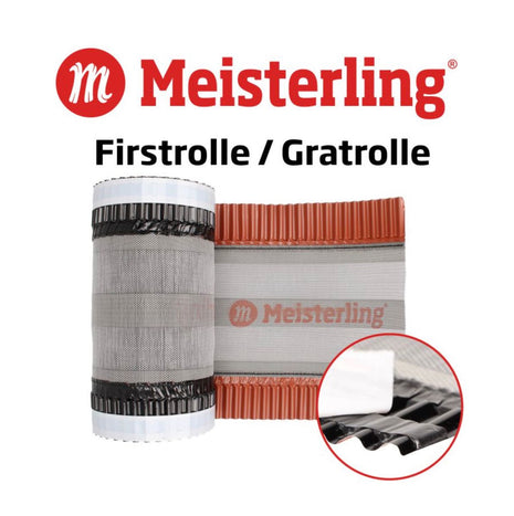 Meisterling Rouleau d'arêtier / Closoir de faîtage 320 mm x 5 m, PET anti-UV haute performance, non-tissé - bande centrale en tissu, rouge brique (012100000410)