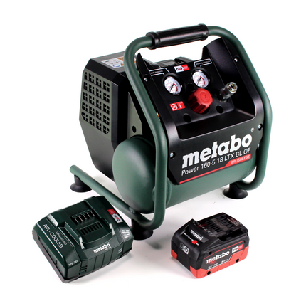 Metabo Power 160-5 18 LTX BL OF compresseur sans fil 18 V 8,0 bar sans brosse + 1x batterie LiHD 8,0 Ah + chargeur