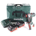 Perceuse à percussion sans fil Metabo SB 18 LTX-3 BL QI 18 V 120 Nm sans balais + 2 batteries LiHD 8,0 Ah + chargeur + métaBOX