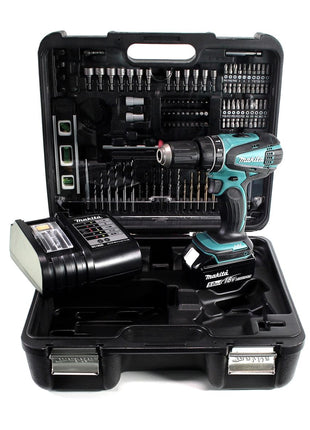 Makita DHP 456 STTK perceuse à percussion sans fil 18 V 50 Nm + 1 batterie 5,0 Ah + chargeur + jeu d'accessoires 101 pièces + mallette