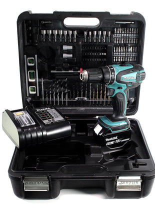 Makita DHP 456 SGTK perceuse à percussion sans fil 18 V 50 Nm + 1 batterie 6,0 Ah + chargeur + jeu d'accessoires 101 pièces + mallette