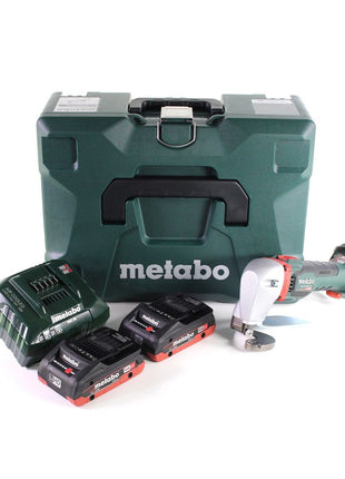 Metabo SCV 18 LTX BL 1.6 Cisaille à tôle sans fil 18 V Brushless + 2x Batteries LiHD 4,0 Ah + Chargeur + Coffret MetaLoc