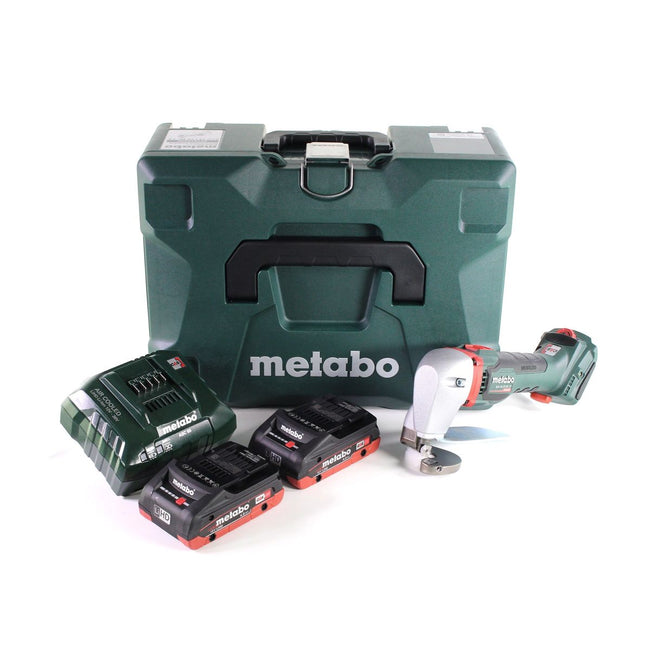 Metabo SCV 18 LTX BL 1.6 Cisaille à tôle sans fil 18 V Brushless + 2x Batteries LiHD 4,0 Ah + Chargeur + Coffret MetaLoc
