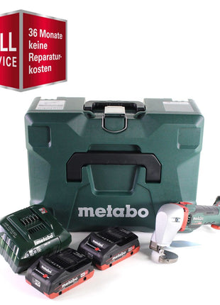 Metabo SCV 18 LTX BL 1.6 Cisailles sans fil 18 V brushless + 2x Batteries LiHD 4,0 Ah + Chargeur + MetaLoc (GRATUIT 3 ans de service complet protection complète )