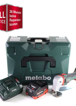 Metabo SCV 18 LTX BL 1.6 Cisaille à tôle sans fil 18 V Brushless + 1x Batterie LiHD 5,5 Ah + Chargeur + Coffret de transport MetaLoc - Full Service - GRATUIT - 3 ans de protection complète