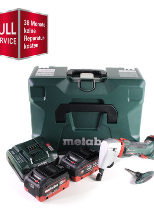 GRATIS 3 Jahre Full Service Rundum Schutz Metabo NIV 18 LTX BL 1.6 Akku Nibbler 18 V Brushless Knabber + 2x LiHD Akku 5,5 Ah + Ladegerät + MetaLoc