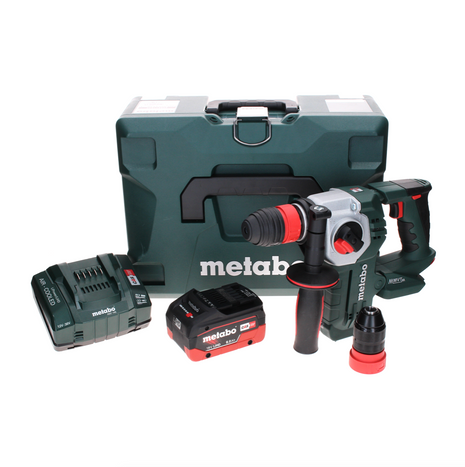 Metabo KHA 18 LTX BL 24 Marteau combiné à batterie rapide 18 V 2,2 J SDS-plus sans balais + 1 batterie LiHD 8,0 Ah + chargeur + MetaLoc