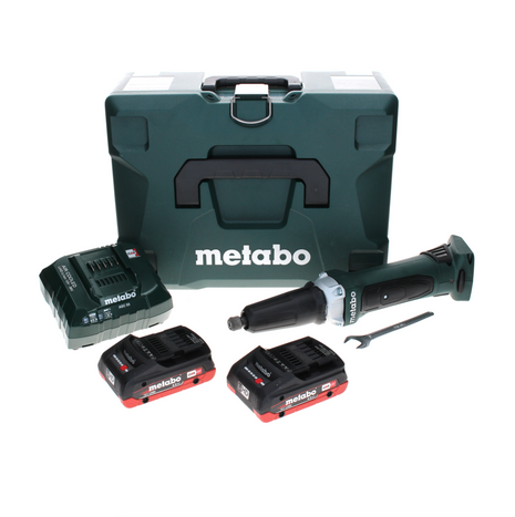 Metabo GA 18 LTX Akku Geradschleifer 18 V + 2x LiHD Akku 4,0 Ah + Ladegerät + MetaLoc