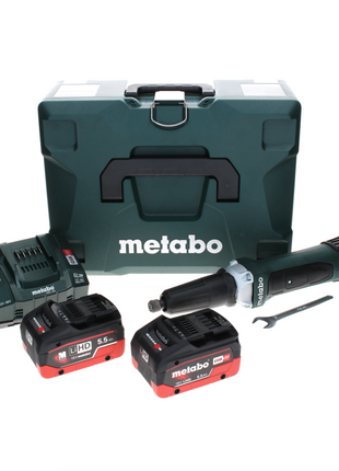 Metabo GA 18 LTX Akku Geradschleifer 18 V + 2x LiHD Akku 5,5 Ah + Ladegerät + MetaLoc