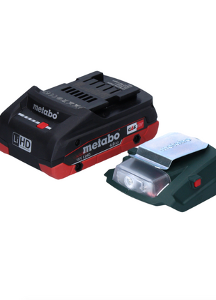 Metabo PA 14.4-18 LED-USB adaptateur secteur pour batterie, kit de base avec 1x batterie LiHD 4,0 Ah - sans chargeur