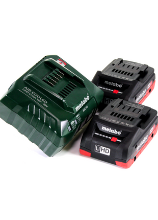 Metabo PA 14,4-18 LED-USB adaptateur secteur pour batterie, kit de base avec 2 batteries LiHD 4,0 Ah + chargeur ASC55