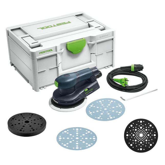 Festool ETS EC 150/5 EQ-Plus Exzenterschleifer 400 W 150 mm Brushless + 250x Schleifscheibe + 2x Protection Pad + Interface Pad + systainer - Toolbrothers