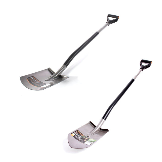 Fiskars Bêche de jardin ergonomique ronde (131400) + Bêche de jardinage ergonomique pointue (131410)