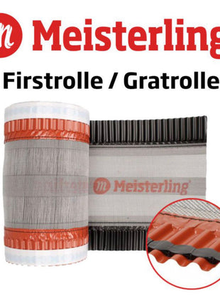 Meisterling Rouleau d'arêtier / Closoir de faîtage 320 mm x 5 m, 4 pcs. - PET anti-UV haute performance, non-tissé - bande centrale en tissu, noir (4x 012100000400)