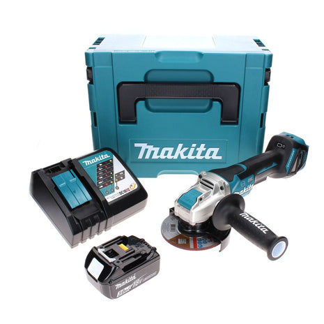 Makita DGA 519 RF1J Smerigliatrice angolare a batteria 18 V 125 mm Brushless X-Lock + 1x batteria ricaricabile 3,0 Ah + caricabatterie + Makpac