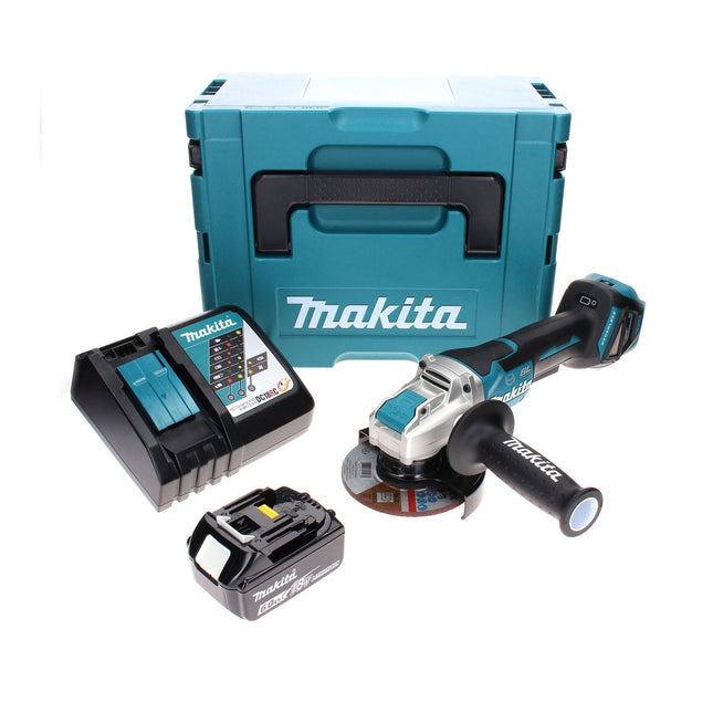 Makita DGA 519 RG1J Meuleuse d'angle sans fil 18 V 125 mm Brushless X-Lock + 1x batterie 6,0 Ah + chargeur + Makpac