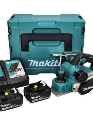 Makita DKP 181 RFJ cepillo de batería cepillo plegable 82 mm 18 V sin escobillas + 2x baterías 3,0 Ah + cargador + Makpac