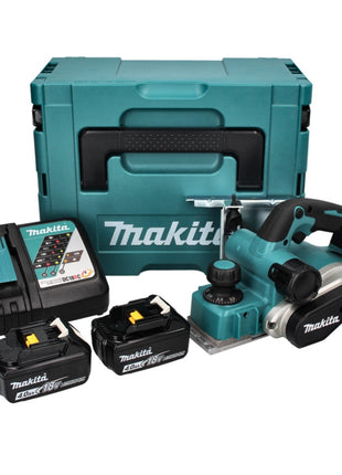 Makita DKP 181 RMJ cepillo de batería cepillo plegable 82 mm 18 V sin escobillas + 2x baterías 4,0 Ah + cargador + Makpac