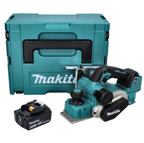 Cepillo plegable a batería Makita DKP 181 T1J 82 mm 18 V sin escobillas + 1x batería 5,0 Ah + Makpac - sin cargador